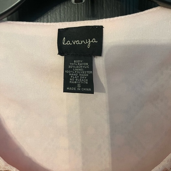 LA VANYA Top | STUNNING Lace TUNIC Scoop Neck BEADED Sz S PINK - Picture 3 of 4